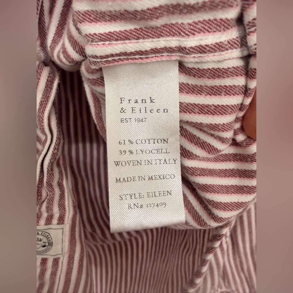 Frank & Eileen Eileen Button Down Shirt Pink & White Stripe Size Large - Picture 4 of 6